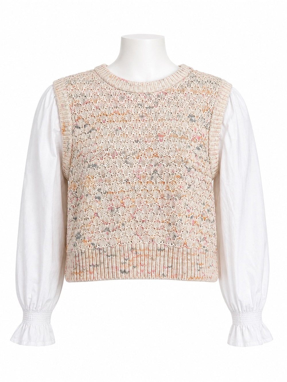 Size L French Connection Women’s Speckled Knit Vest Layered Blouse Top